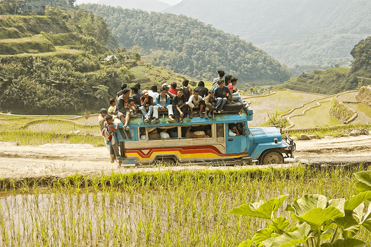 Jeepney travelling to Banaue Rice Terraces